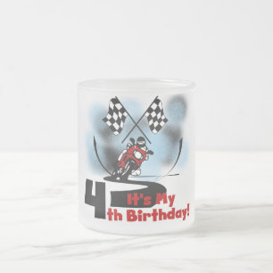 Taza De Cristal Esmerilado Carreras en motocicleta 4ª camisetas de cumpleaños