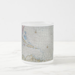 Taza De Cristal Esmerilado Carta náutica del vintage del Caribe