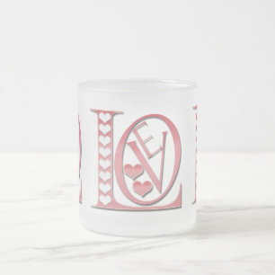 Taza De Cristal Esmerilado Cartas de amor con corazón de Shirley Taylor