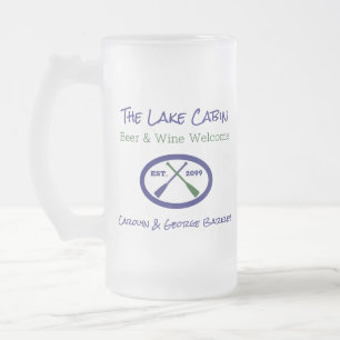 Taza De Cristal Esmerilado Casa de cabaña de Lake Cabin Cerveza de pintura