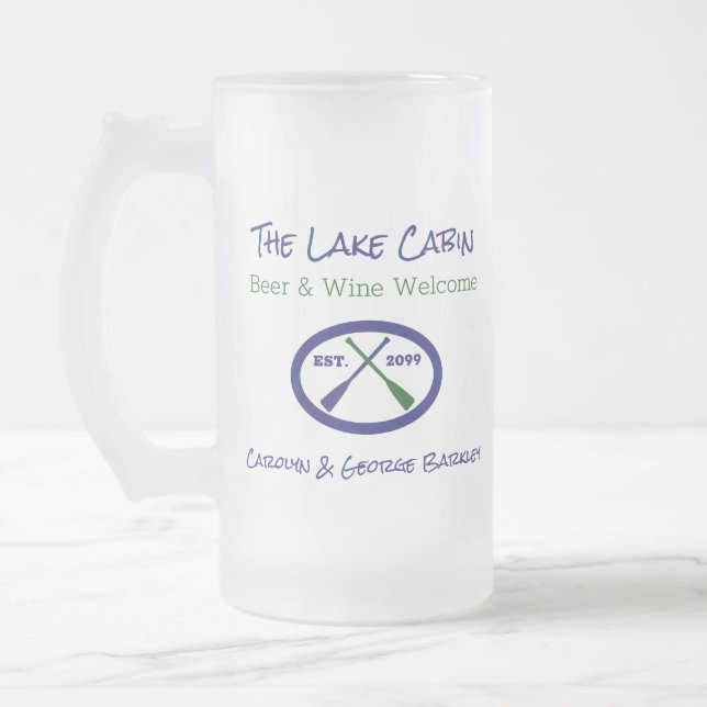 Taza De Cristal Esmerilado Casa de cabaña de Lake Cabin Cerveza de pintura (Izquierda)