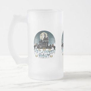 Taza De Cristal Esmerilado Casa embrujada, noche de Halloween de miedo