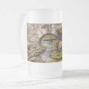 Taza De Cristal Esmerilado Cascada Ozarks bajo puente