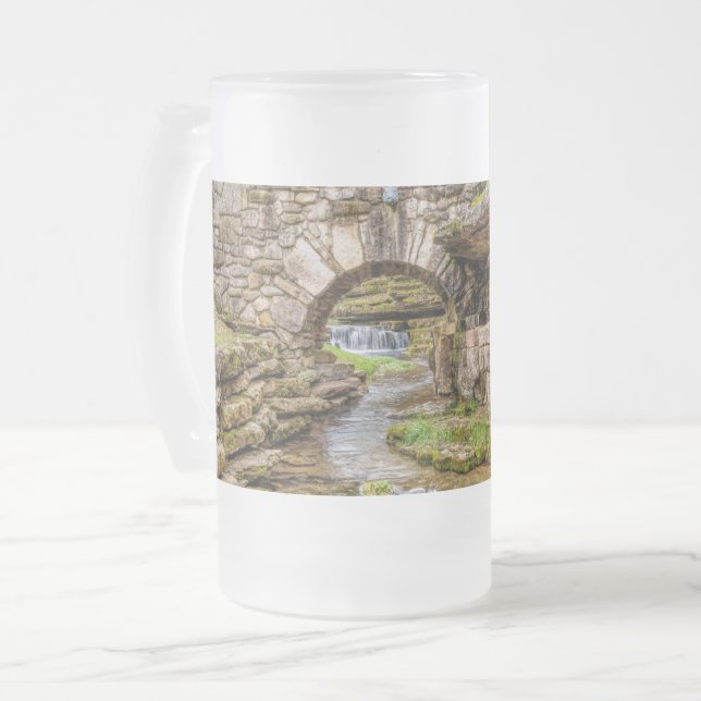 Taza De Cristal Esmerilado Cascada Ozarks bajo puente (Anverso izquierdo)