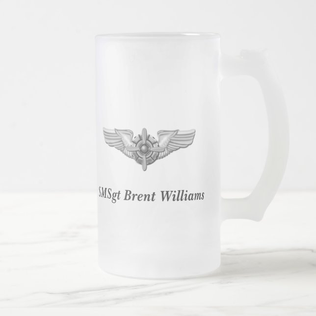 Taza De Cristal Esmerilado Casco de Viking y Wings-Personalized. (Derecha)