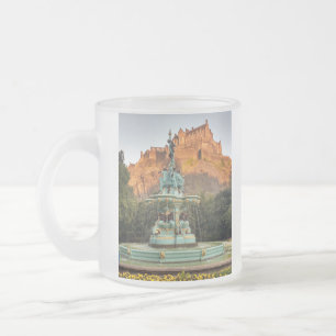 Taza De Cristal Esmerilado Castillo de Edimburgo Fuente Princes Street Garden
