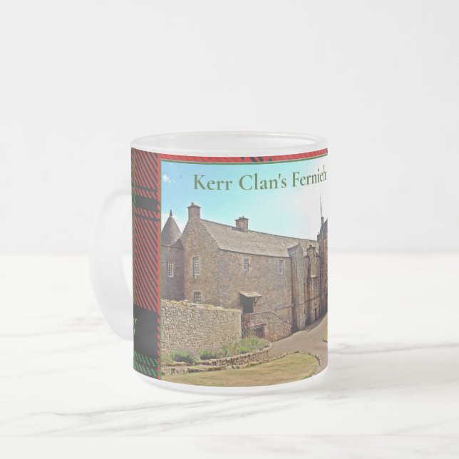 Taza De Cristal Esmerilado Castillo de Kerr Clan Ferniehirst de Escocia (Anverso izquierdo)