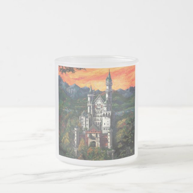 Taza De Cristal Esmerilado Castle Schloss Neuschwanstein (Centro)