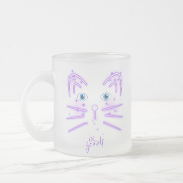 TAZA DE CRISTAL ESMERILADO CAT BE TI MISMO (Izquierda)