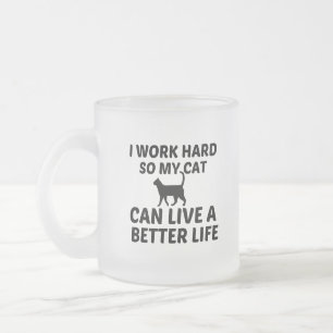 TAZA DE CRISTAL ESMERILADO CAT TRABAJA MEJOR VIDA