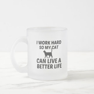 TAZA DE CRISTAL ESMERILADO CAT TRABAJA MEJOR VIDA