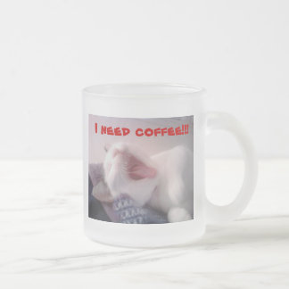 Taza De Cristal Esmerilado Cat Yawning