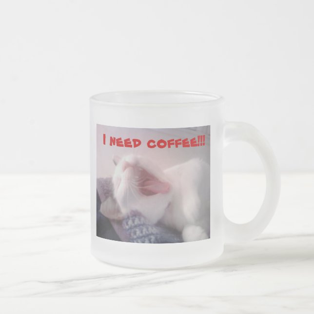 Taza De Cristal Esmerilado Cat Yawning (Derecha)