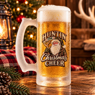 Taza De Cristal Esmerilado Cazando alegría navideña Santa camuflado de caza