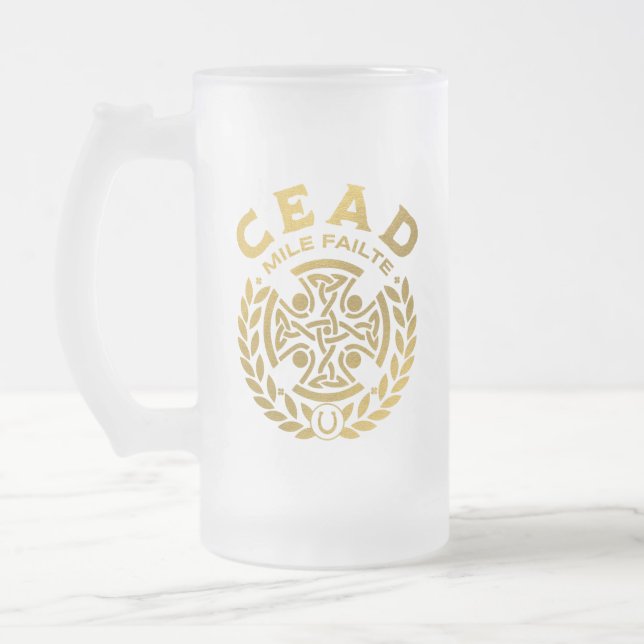 Taza De Cristal Esmerilado Cead Mile Failte St. Patrick's Day Shamrock (Izquierda)