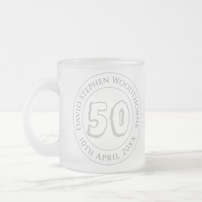 Taza De Cristal Esmerilado Celebración conmemorativa de cumpleaños personaliz (Izquierda)