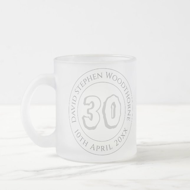 Taza De Cristal Esmerilado Celebración conmemorativa de cumpleaños personaliz (Izquierda)
