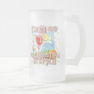 Taza De Cristal Esmerilado Celebración de 21 en estilo