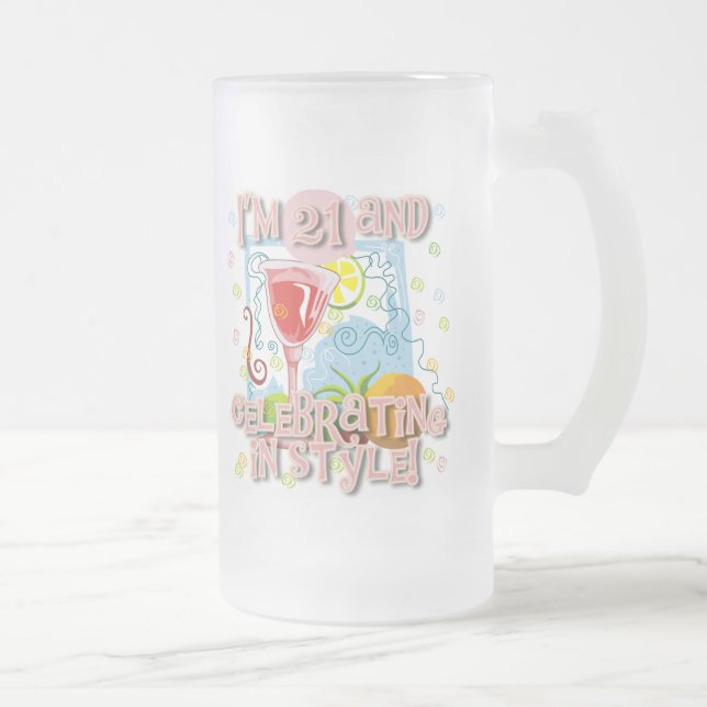 Taza De Cristal Esmerilado Celebración de 21 en estilo (Derecha)