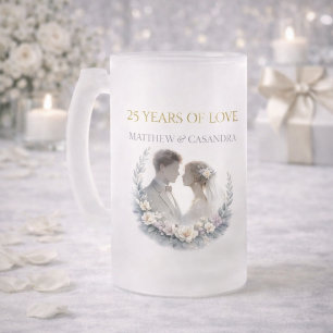 Taza De Cristal Esmerilado Celebración del Aniversario de Bodas de Plata