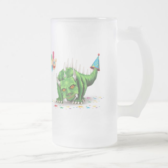 Taza De Cristal Esmerilado Celebración Hodag con pastel (Derecha)