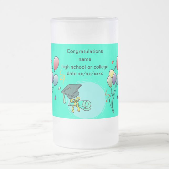 Taza De Cristal Esmerilado Celebrar con globos - (Centro)