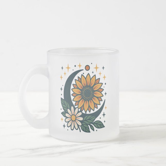 Taza De Cristal Esmerilado Celestial Flower Frosted Glass Mug (Izquierda)