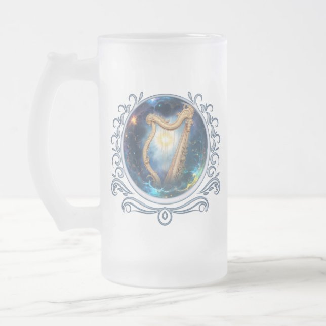 Taza De Cristal Esmerilado Celestial Harp of the Moonbound Skies.  (Izquierda)