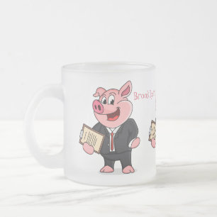 Taza De Cristal Esmerilado Cerdo gracioso personalizado de traje de negocios