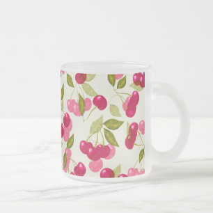 Taza De Cristal Esmerilado Cereza roja madura .