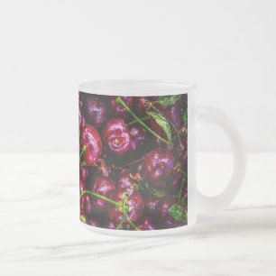 Taza De Cristal Esmerilado Cerezas