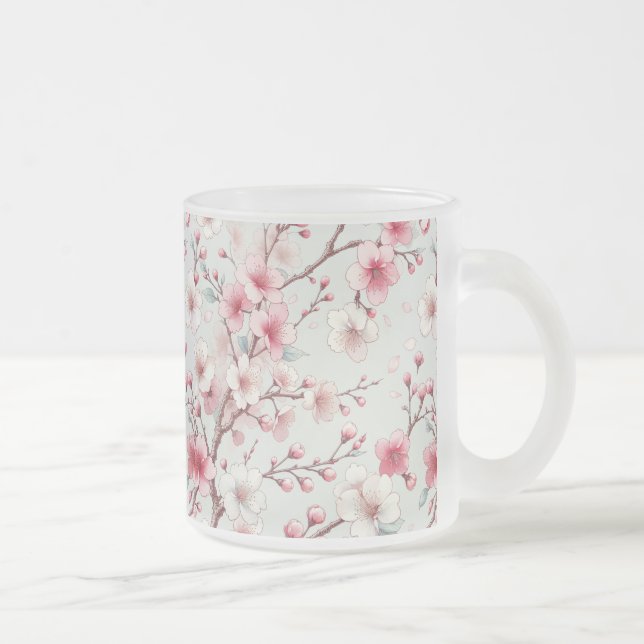 Taza De Cristal Esmerilado Cerezo en flor (Derecha)