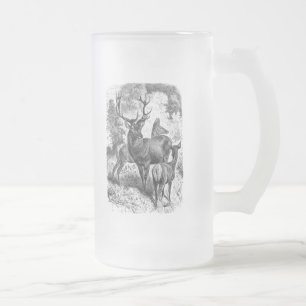 Taza De Cristal Esmerilado Cervatillo de la gama del macho del ilustracion