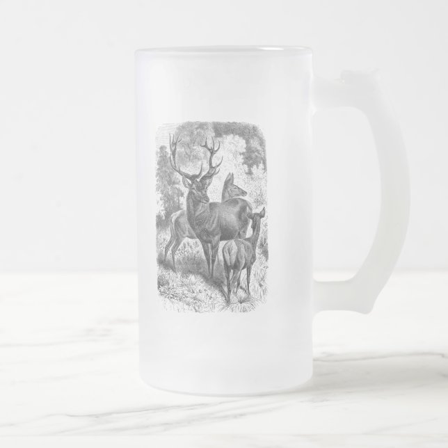 Taza De Cristal Esmerilado Cervatillo de la gama del macho del ilustracion (Derecha)