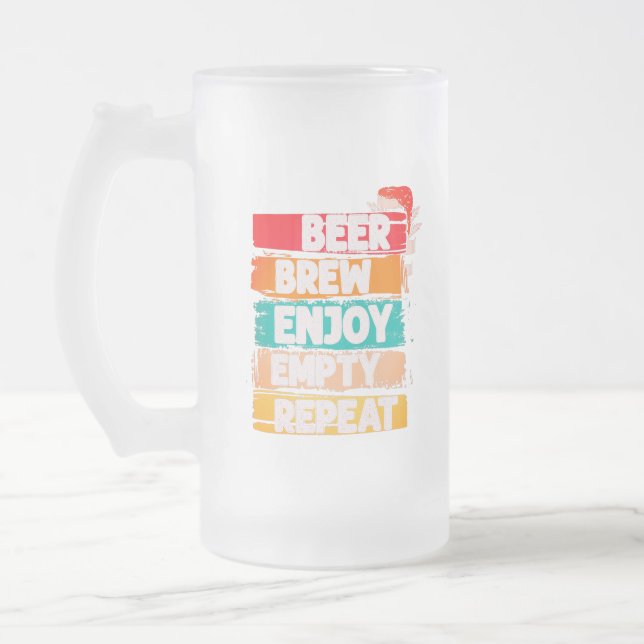 Taza De Cristal Esmerilado Cerveza Brew Disfrutar Repetición Vacía (Izquierda)
