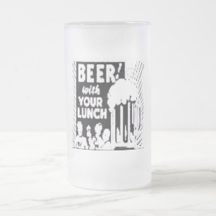 Taza De Cristal Esmerilado Cerveza con tu almuerzo