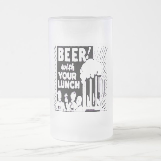 Taza De Cristal Esmerilado Cerveza con tu almuerzo (Centro)