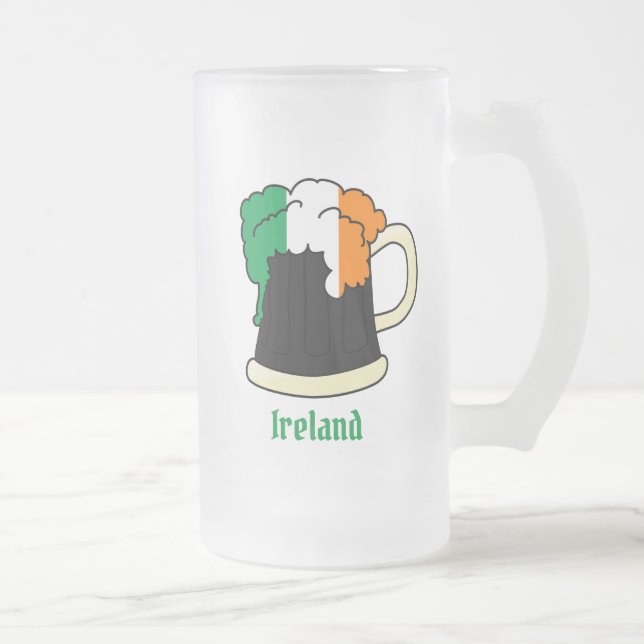 Taza De Cristal Esmerilado Cerveza de bandera irlandesa (Derecha)