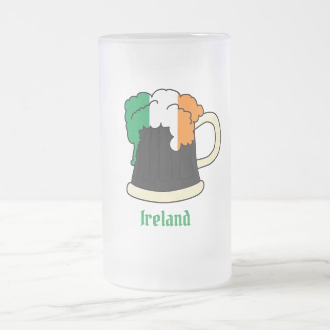 Taza De Cristal Esmerilado Cerveza de bandera irlandesa (Centro)