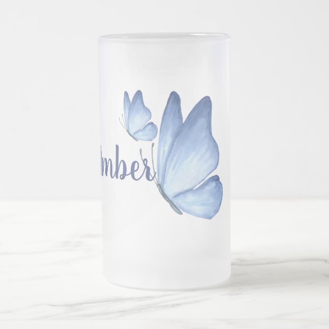 Taza De Cristal Esmerilado Cerveza de cristal escarcha mariposa (Centro)