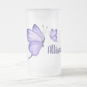 Taza De Cristal Esmerilado Cerveza de cristal escarcha mariposa