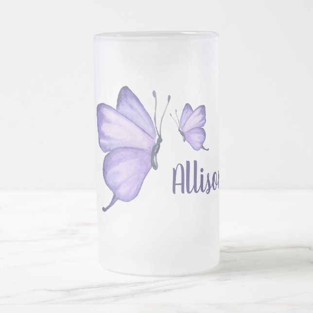 Taza De Cristal Esmerilado Cerveza de cristal escarcha mariposa (Centro)