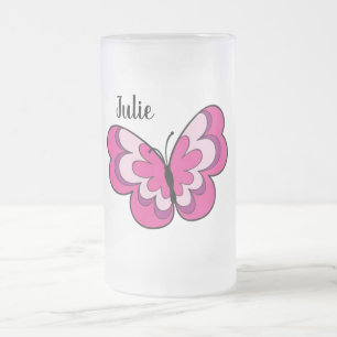 Taza De Cristal Esmerilado Cerveza de cristal escarcha mariposa