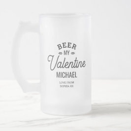 Taza De Cristal Esmerilado Cerveza de nombre personalizada My Valentine Love 