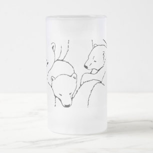 Taza De Cristal Esmerilado Cerveza de oso polar, mamada de vidrio, madre y ca