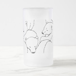 Taza De Cristal Esmerilado Cerveza de oso polar, mamada de vidrio, madre y ca