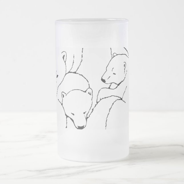 Taza De Cristal Esmerilado Cerveza de oso polar, mamada de vidrio, madre y ca (Centro)