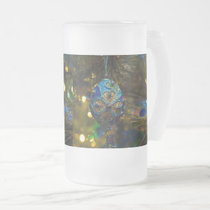 Taza De Cristal Esmerilado Cerveza de vidrio azul victoriana