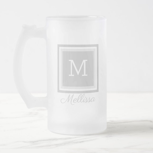 Taza De Cristal Esmerilado Cerveza de vidrio descongelada monogramada persona (Izquierda)