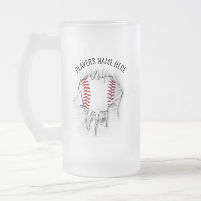 Taza De Cristal Esmerilado Cerveza de vidrio desgarrada de béisbol (Izquierda)